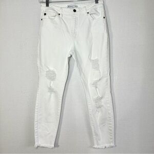 Kancan For Maurices White Denim Jeans 29 Skinny Frayed Distressed Style 141435